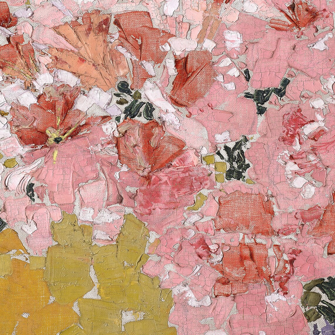 Frame Tv Art Vintage Abstract Pink Flowers Frame Tv Antique Oil Painting Vibrant Floral Art Modern Farmhouse - Image 2
