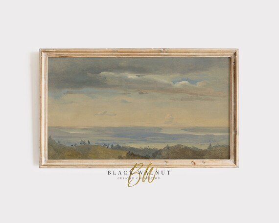 Moody Frame Tv Art Muted Coastal Vintage Seascape Painting Dark Beach Landscape Summer Frame Tv Art Antique Ocean Coastal Art