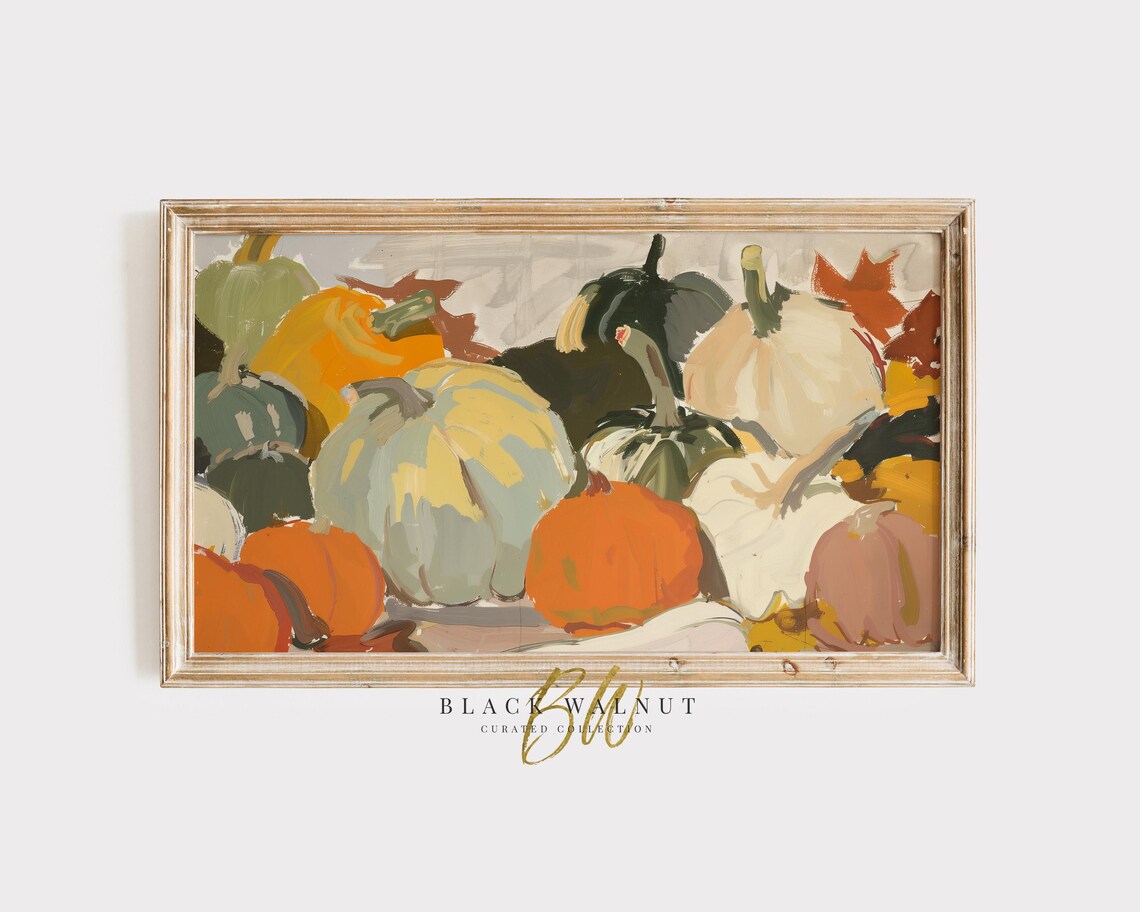 Colorful Pumpkins Fall Abstract Art Print