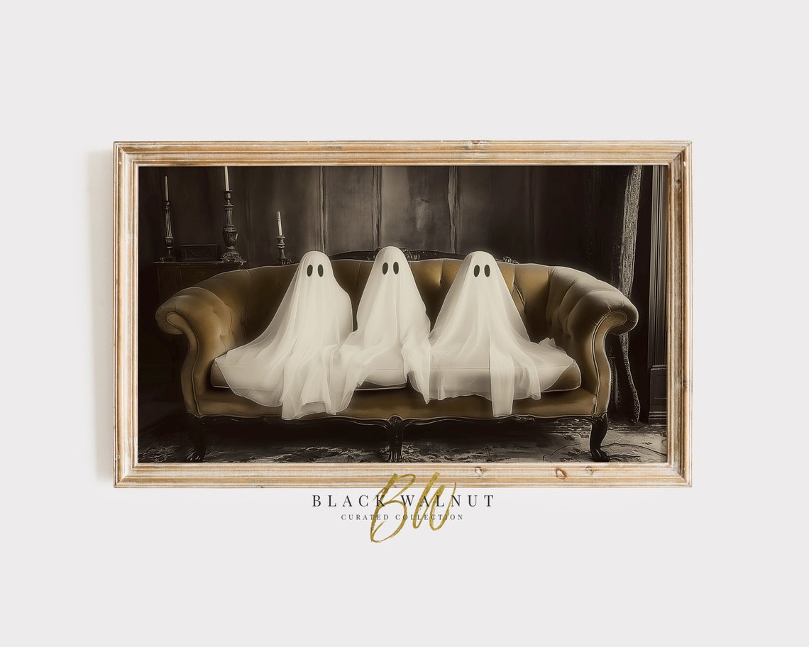 Ghosts Frame Tv Art Halloween Painting Frame Tv Halloween Decor Tv Screensaver 3 Cute Ghosts On Couch Instant