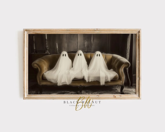 Ghosts Frame Tv Art Halloween Painting Frame Tv Halloween Decor Tv Screensaver 3 Cute Ghosts On Couch Instant