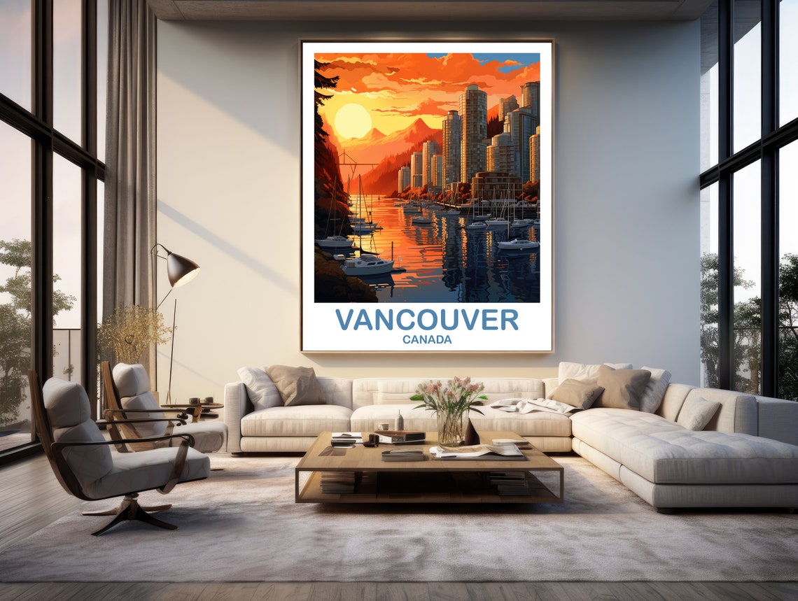Vancouver Bc Travel Print British Columbia Wall Art Vancouver Travel Poster Travel Wall Art Vancouver Travel Wall Art T2nabcva3 - Image 2