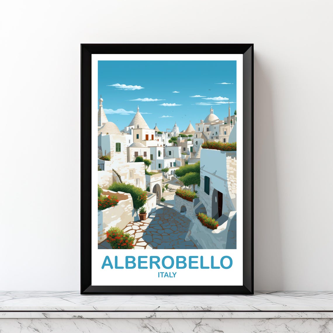 Alberobello Italy Whitewashed Trulli Stone Town Travel Art Poster