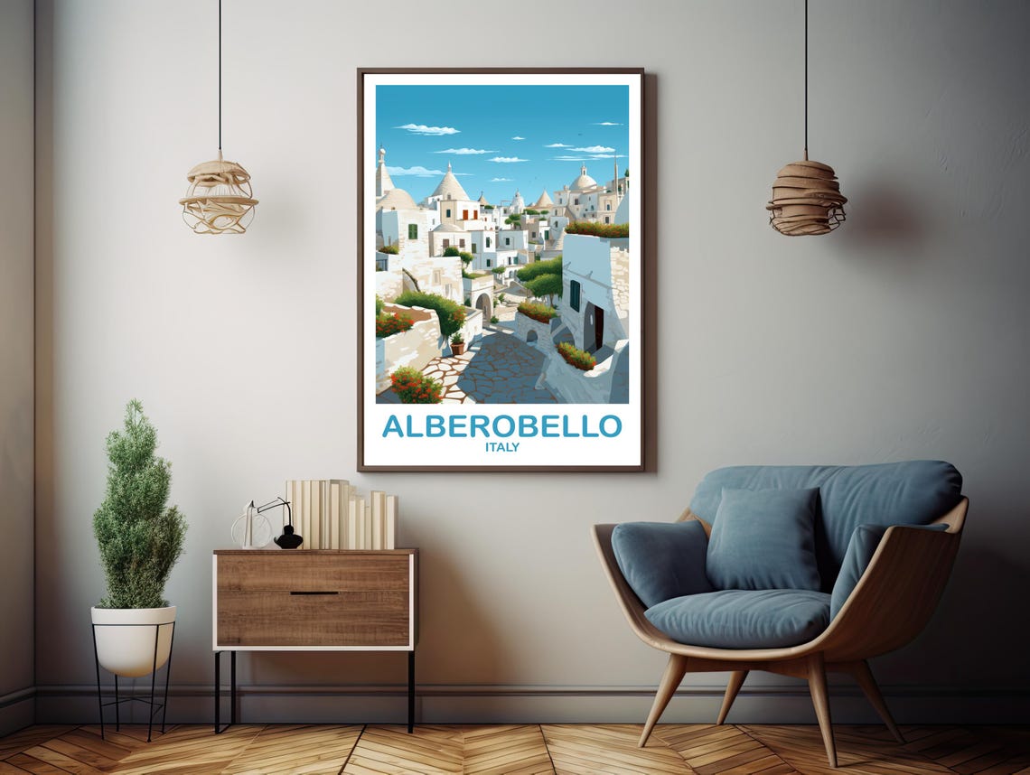 Alberobello Italy Whitewashed Trulli Stone Town Travel Art Poster - Image 3