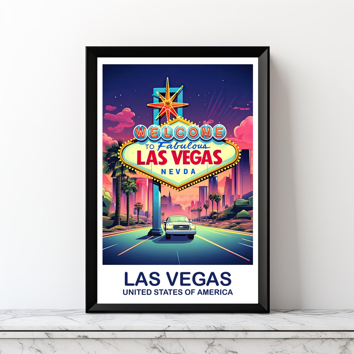 Las Vegas Travel Print Las Vegas Sign Las Vegas Travel Wall Art Poster City Skyline Wall Art Dt2nanvlv1