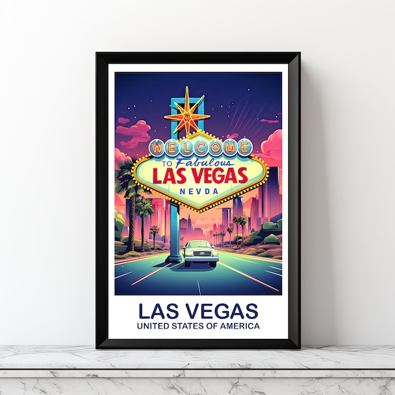 Las Vegas Nevada Welcome Sign Fabulous Vintage Travel Poster