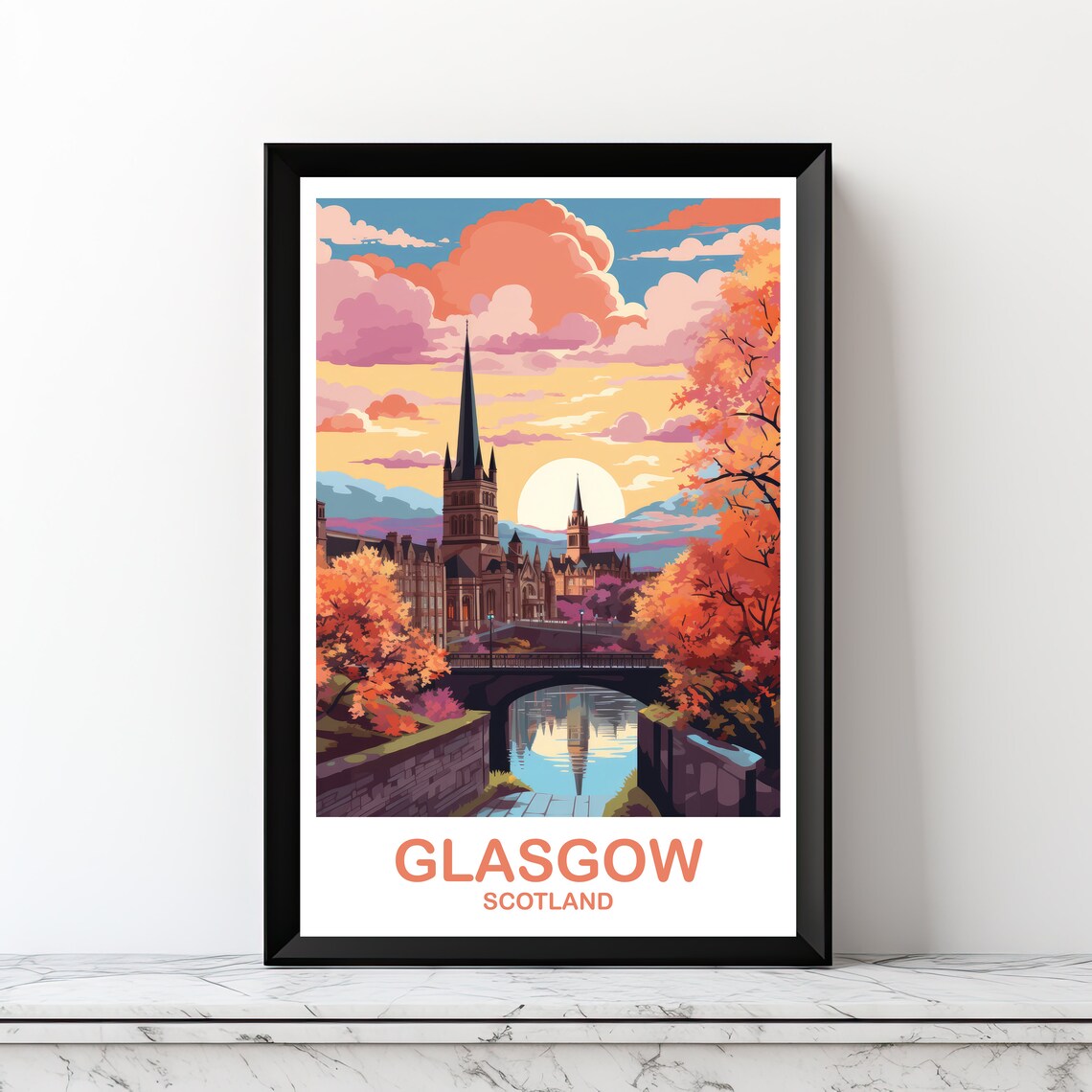 Glasgow Scotland Travel Wall Art Print