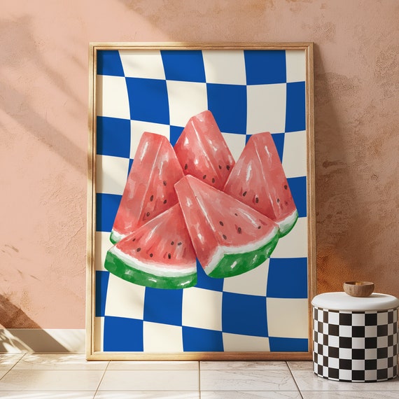 Watermelon Wall Art Trendy Poster Watermelon Wall Decor Bar Cart Art Print Aesthetic Kitchen Decor Kitchen Wall Art Retro Food Print
