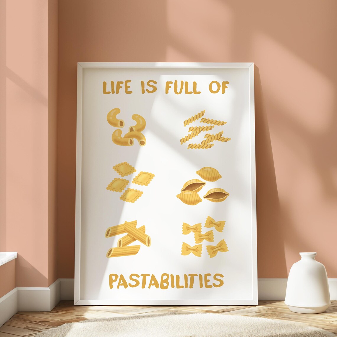 Life Is Full of Pastabilities Pasta Types Pun Kitchen Humor Poster