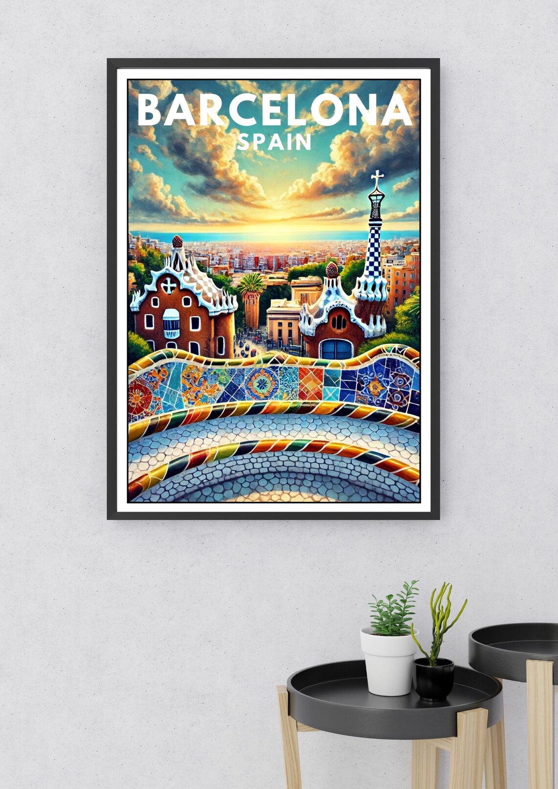 Barcelona Travel Poster, Spanish Cityscape Decor - Image 2