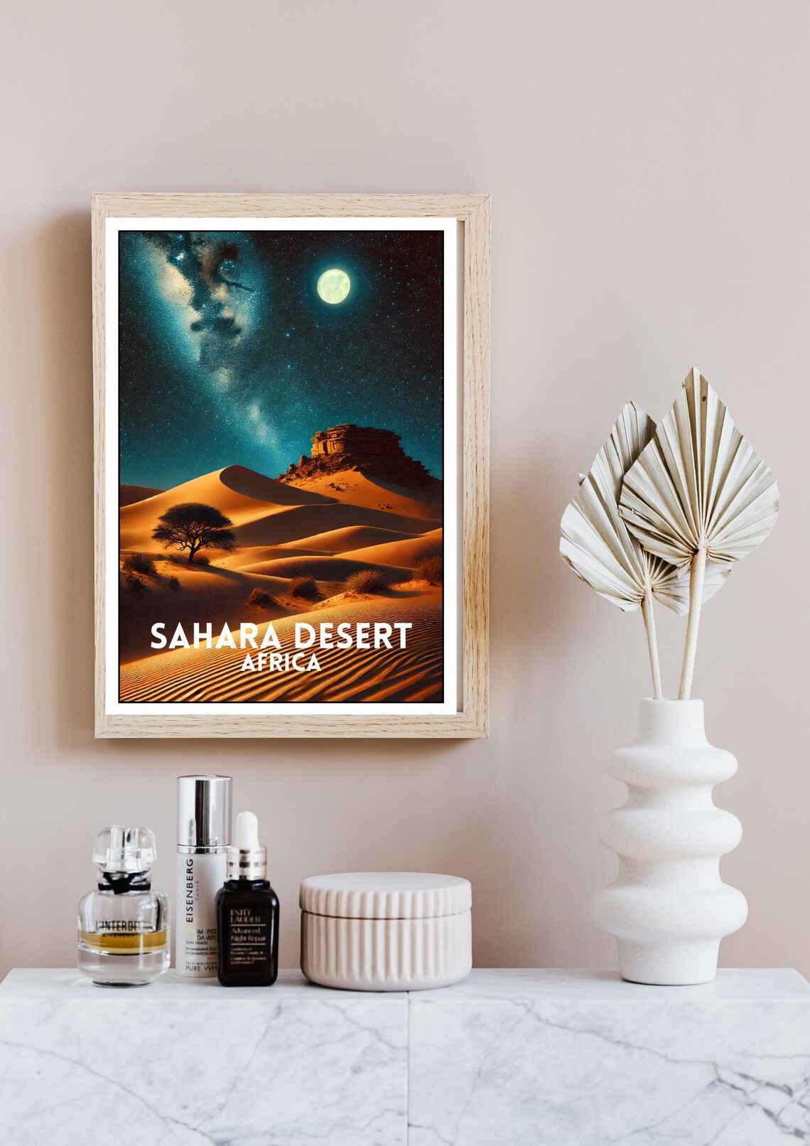 Sahara Desert Africa Moonlit Dunes Milky Way Night Sky Poster - Image 4