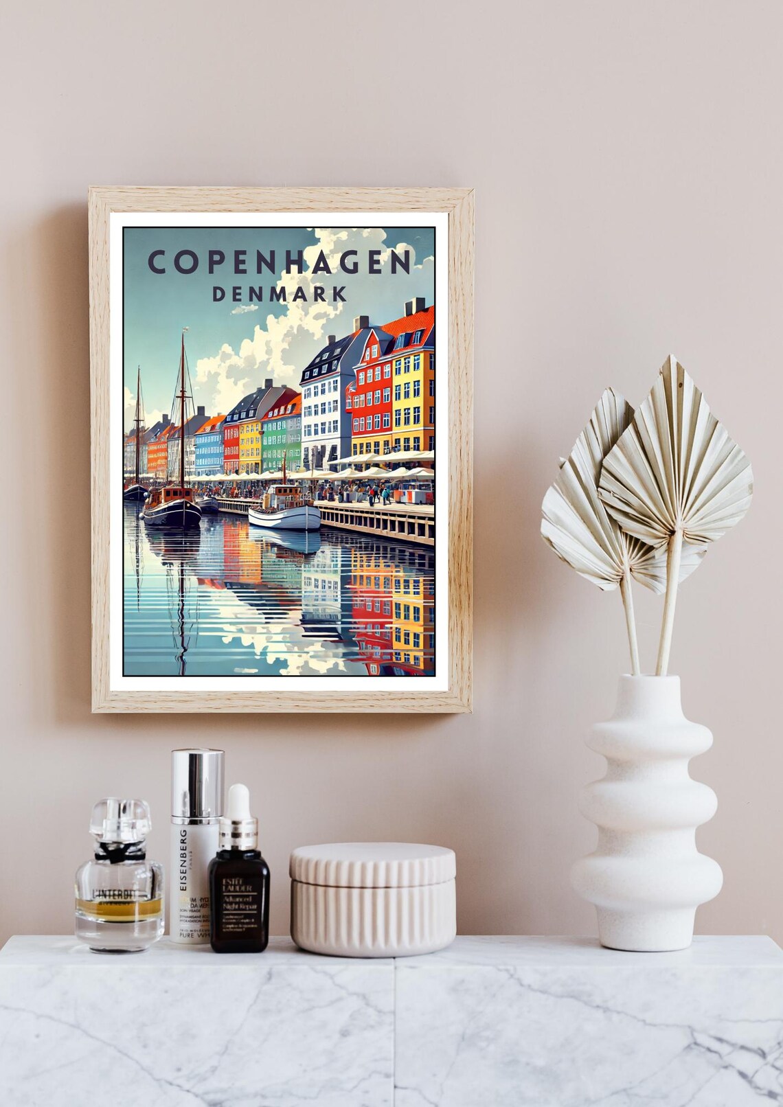 Copenhagen Travel Poster, Nyhavn Canal Scene - Image 4