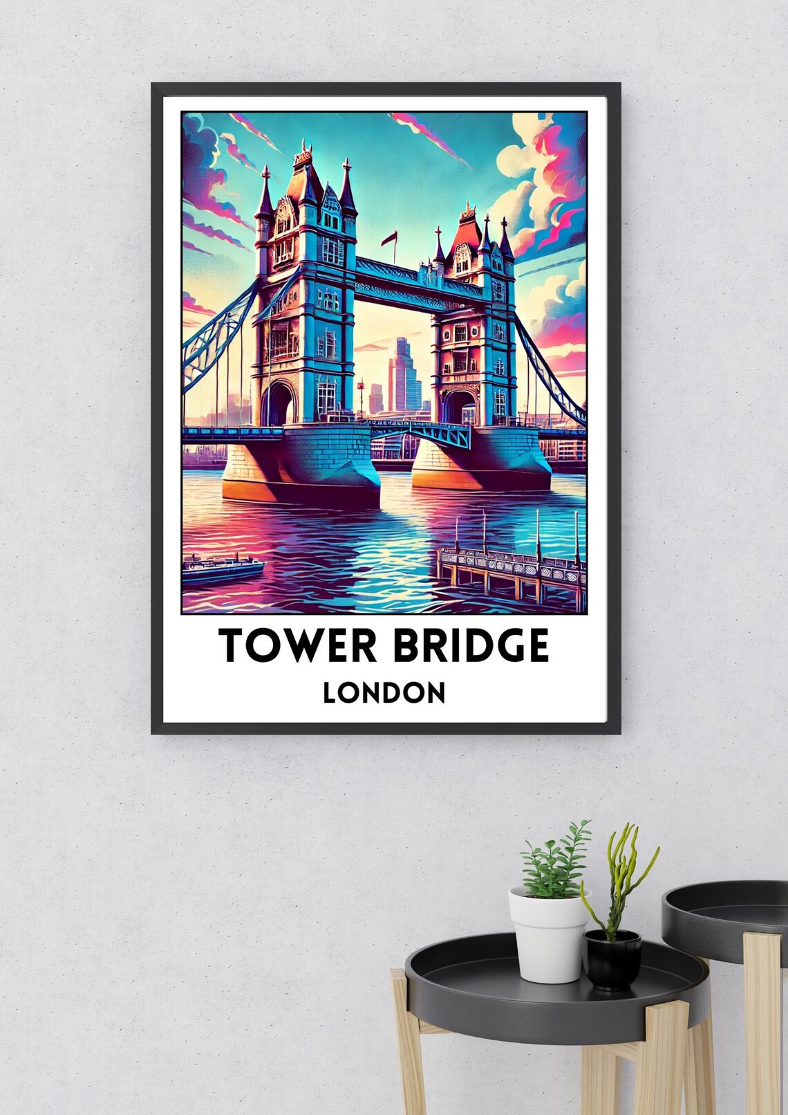 London Tower Bridge Art Poster London Print England City Travel Wall Art Tower Bridge Home Decor Vibrant London Wall Art London Gift - Image 2