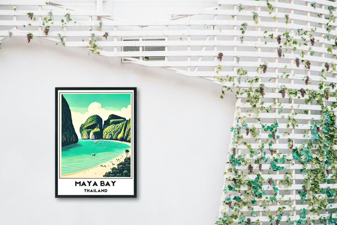 Maya Bay Thailand Phi Phi Island Tropical Beach Travel Poster - Image 3