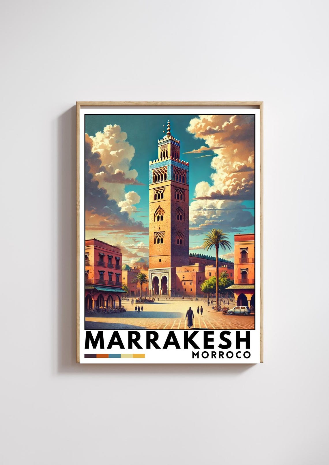 Marrakesh Morocco Koutoubia Minaret Golden Hour Vintage Poster