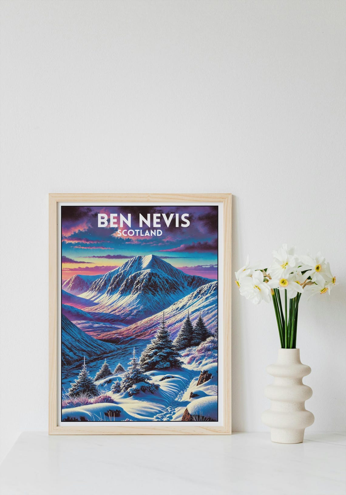 Ben Nevis Scotland Highest Mountain Snowy Winter Vintage Poster - Image 4