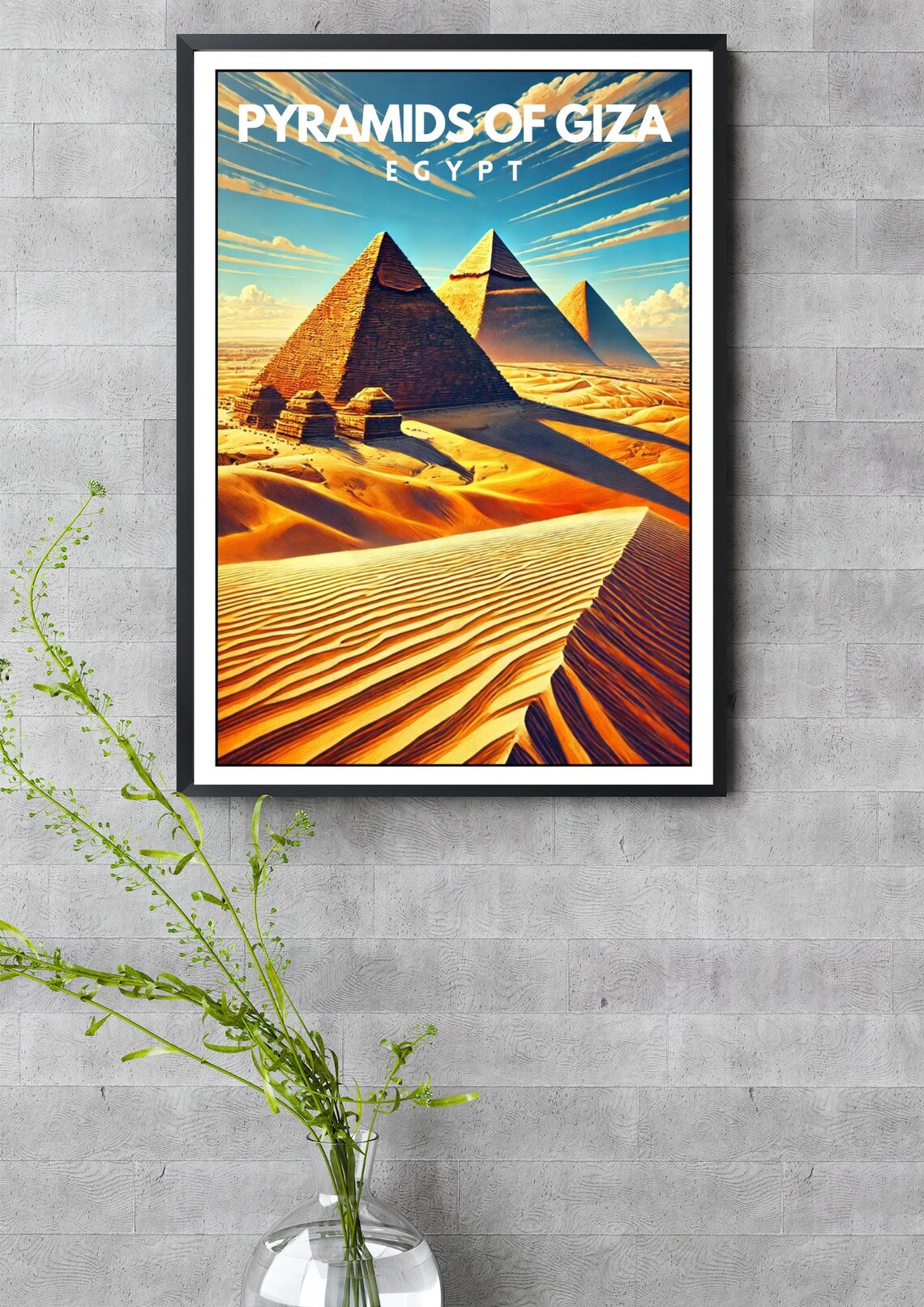 Pyramids of Giza Egypt Rippled Sand Dunes Vintage Travel Poster - Image 3