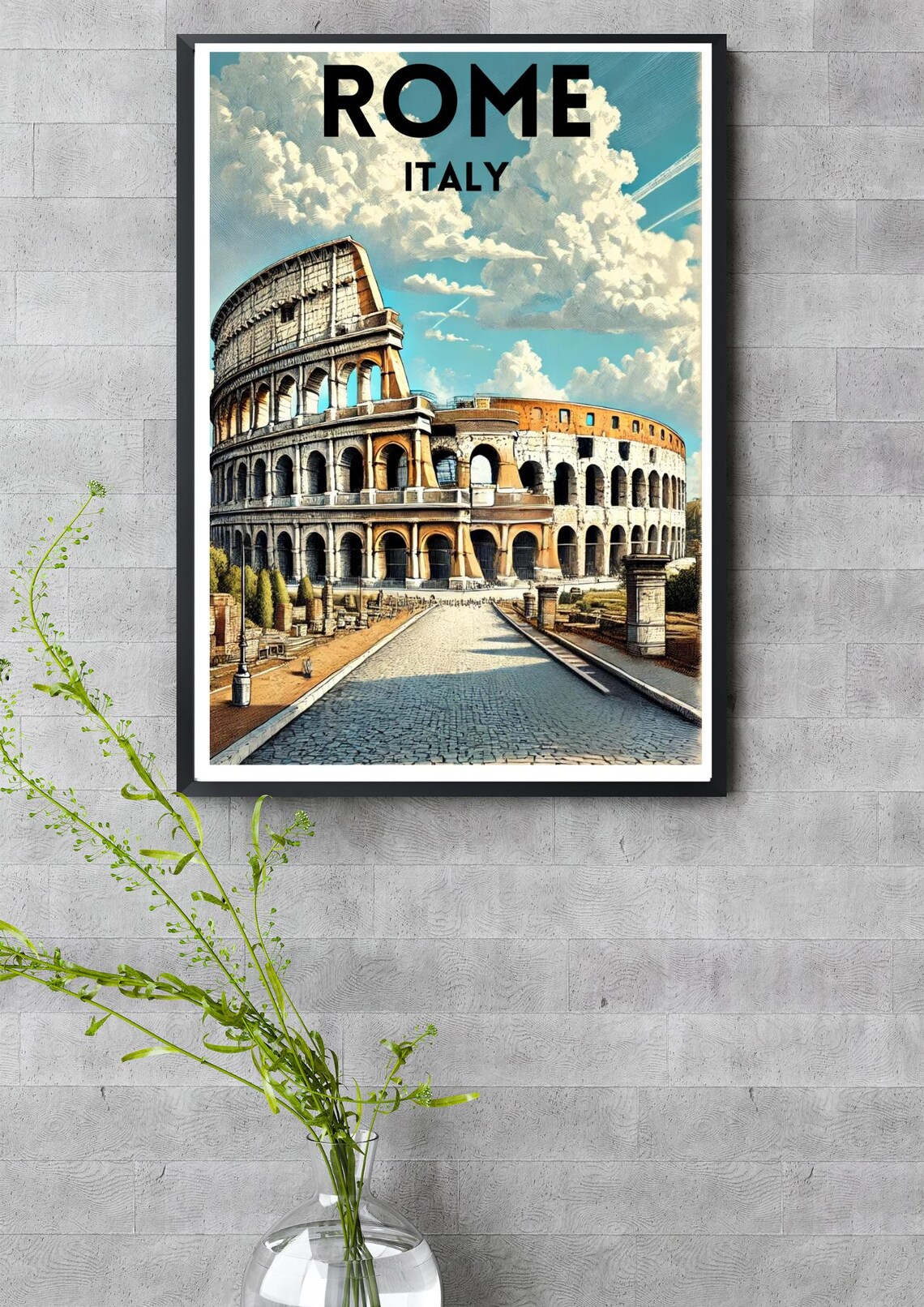 Rome Travel Poster Italian Travel Print Travel Decor Wall Art Colosseum Art Print Rome Illustration Print Rome Wall Art Modern Home Decor - Image 3