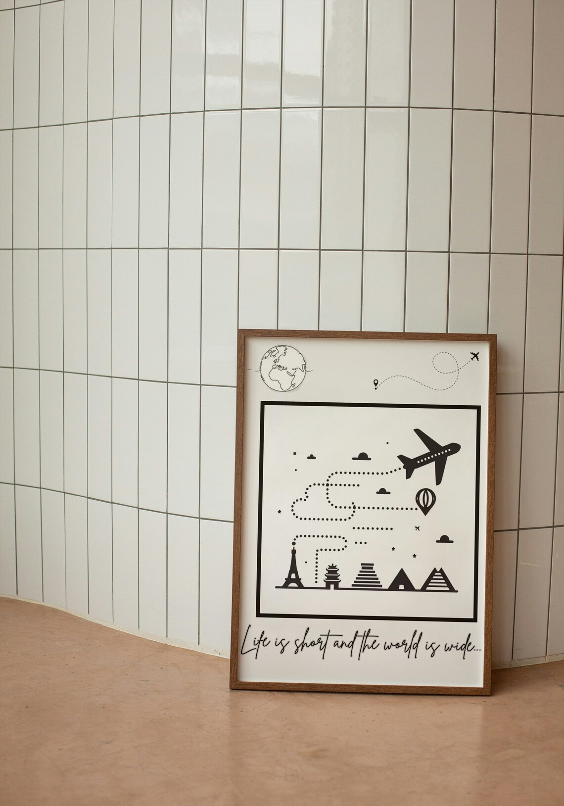 Life Is Short World Is Wide Airplane Route Adventure Quote Poster - Image 4