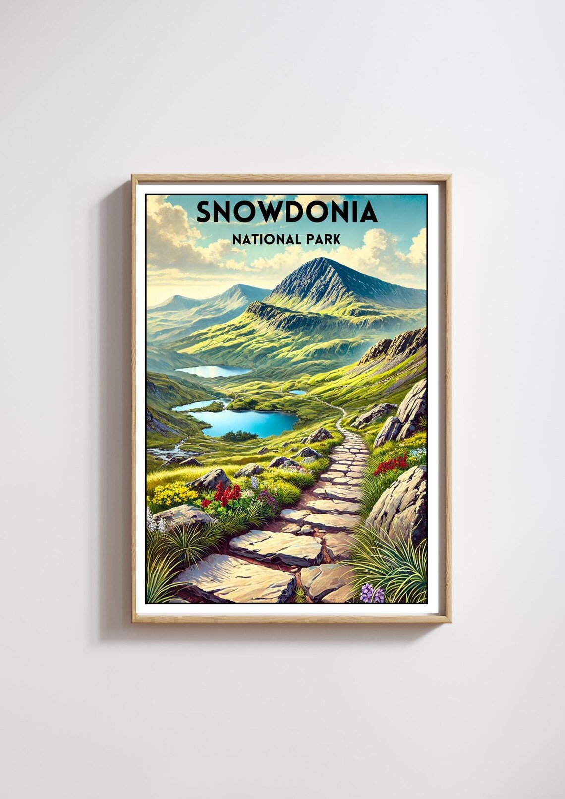 Snowdonia National Park Wales Llanberis Path Spring Vintage Poster