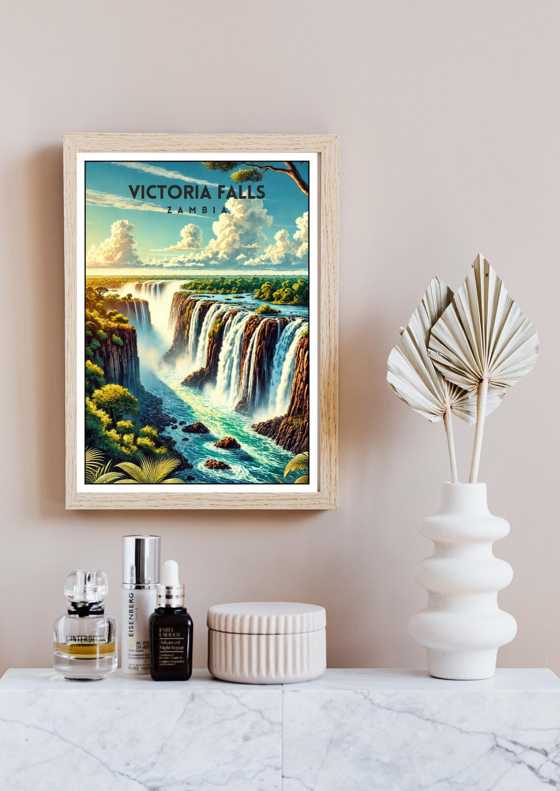 Victoria Falls Zambia Zambezi Waterfall Vintage Nature Travel Poster - Image 4