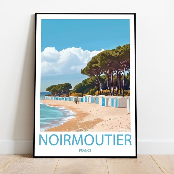 Noirmoutier France Handmade Poster Wall Art Modern Travel Framed Birthday Home Made Decor Gift Vector Illustration Print Custom