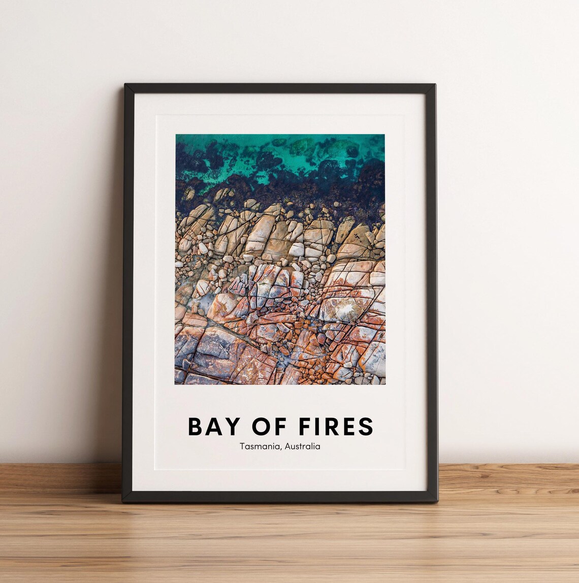 Bay of Fires Tasmania Aerial Coastal Rocks Photo Travel Poster