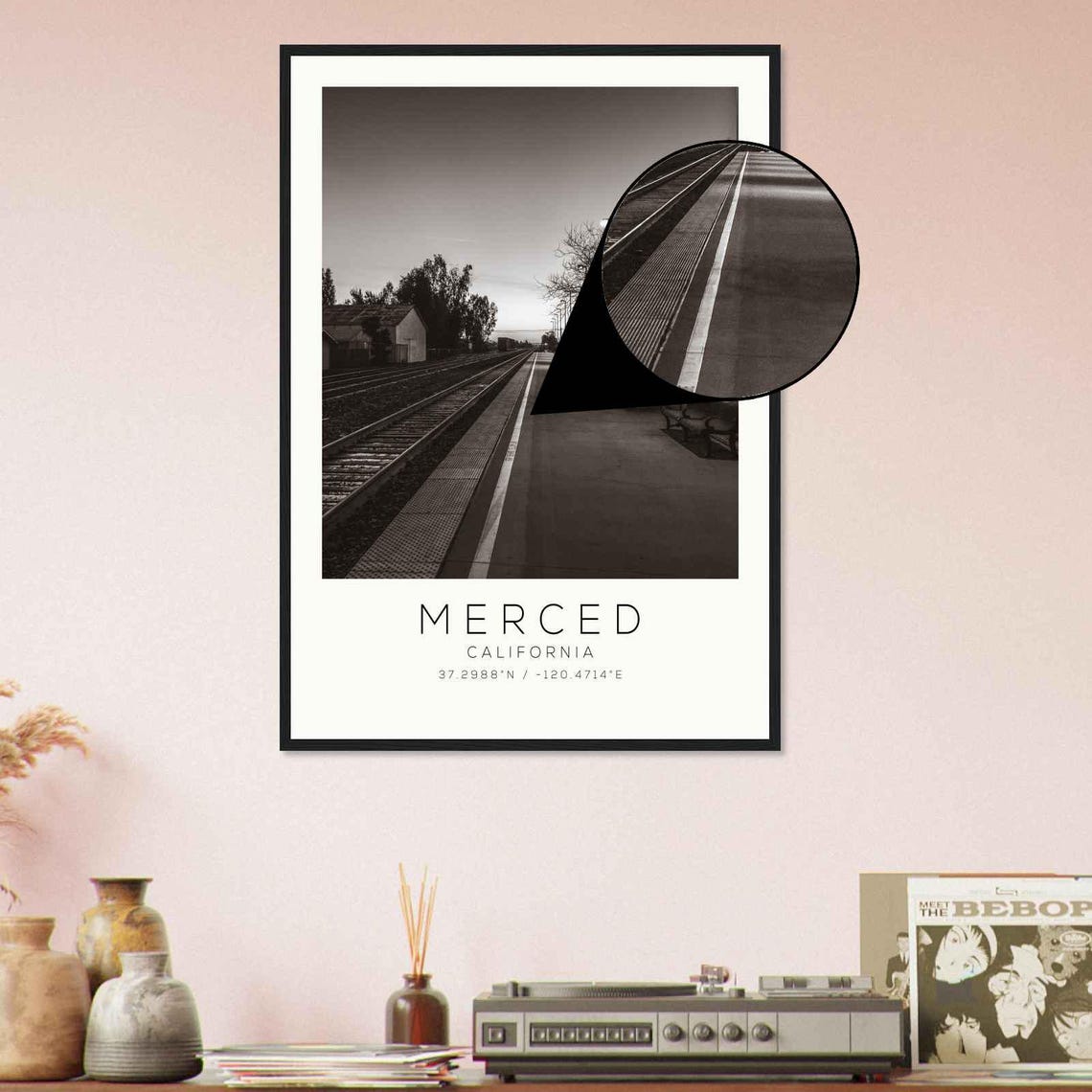 Merced California Train Station Platform Minimalist Travel Poster - Image 4