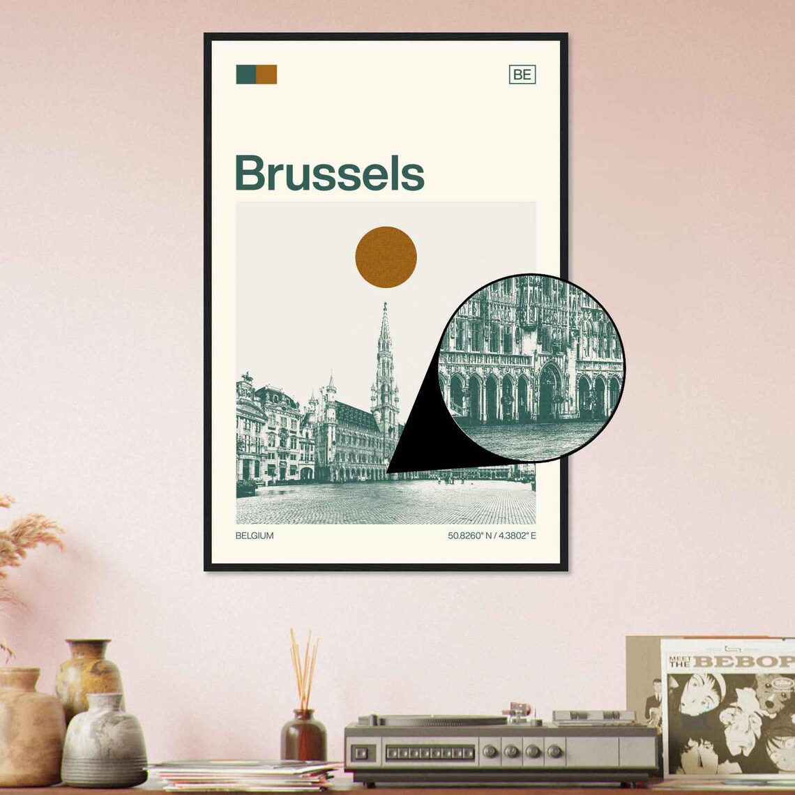 Brussels Belgium Grand Place Town Hall View Art Travel Poster - Image 4