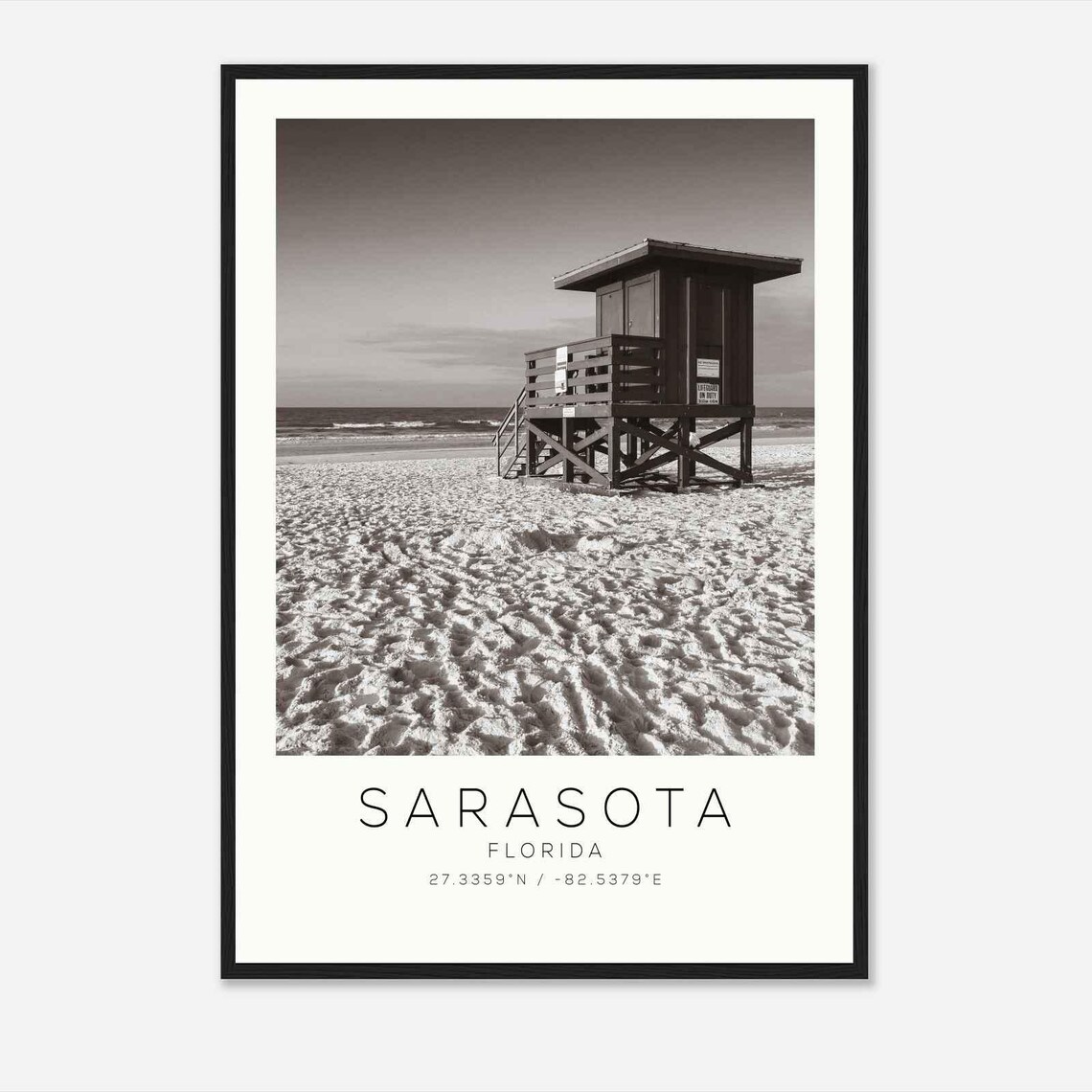 Sarasota Florida Lifeguard Tower Beach Sand Minimalist Photo Poster