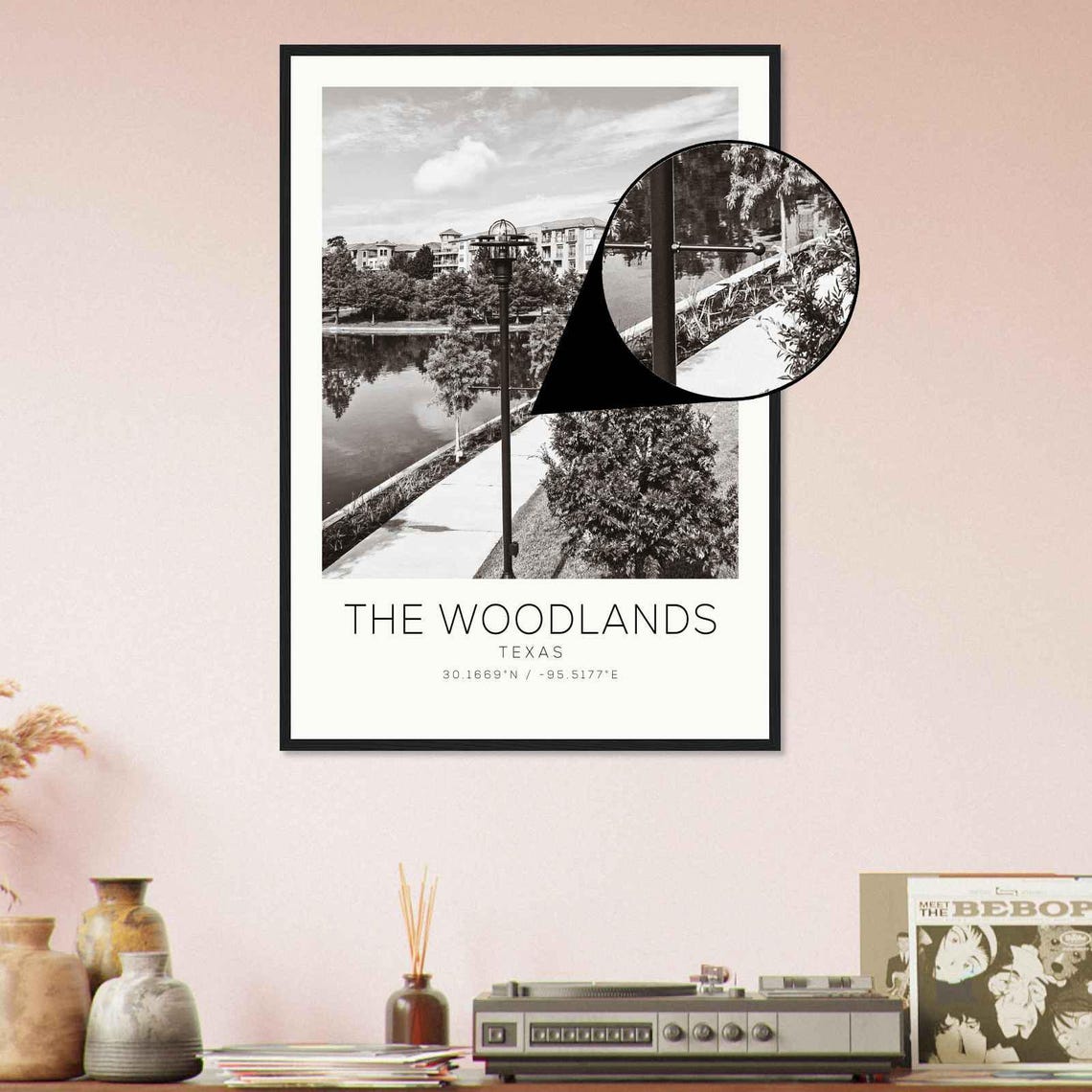 The Woodlands Texas Photo Travel Poster The Woodlands Travel Print Minimalist Travel Print - Image 4