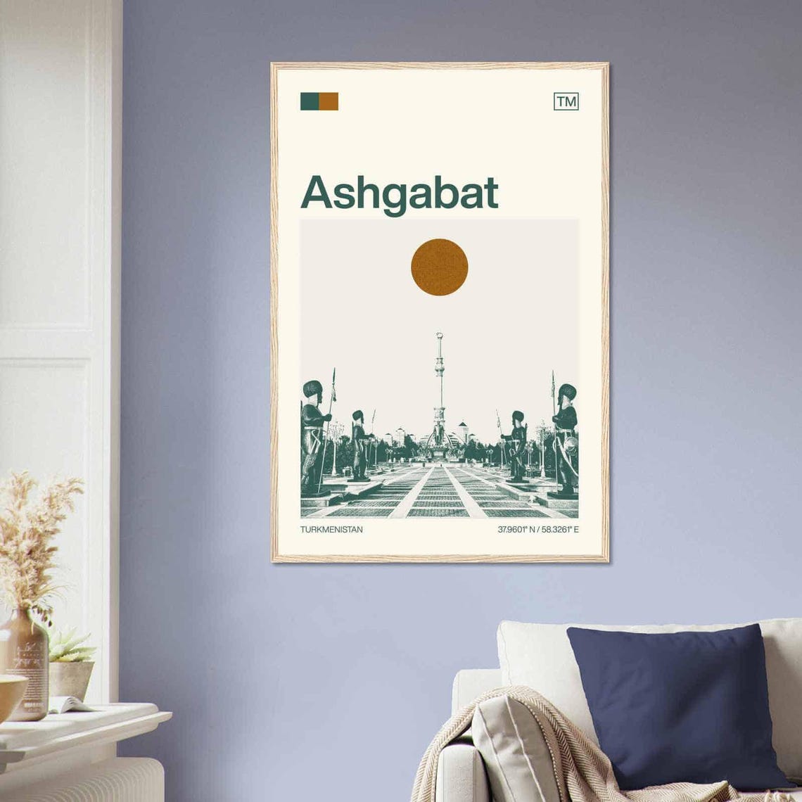 Ashgabat Turkmenistan Monument Avenue Duotone View Art Poster - Image 2