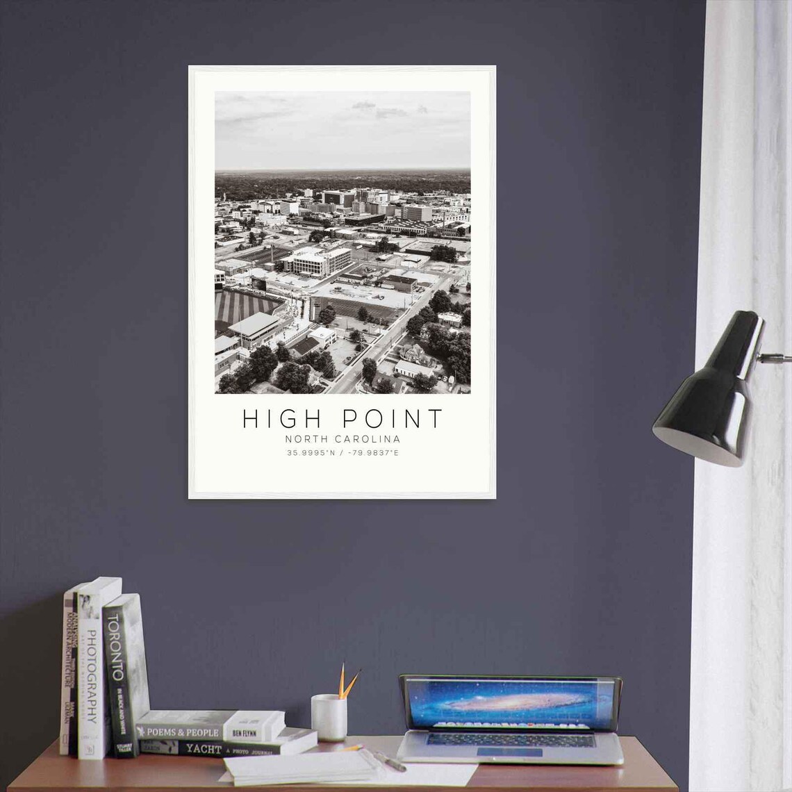 High Point North Carolina Downtown Aerial Black White Photo Poster - Image 3