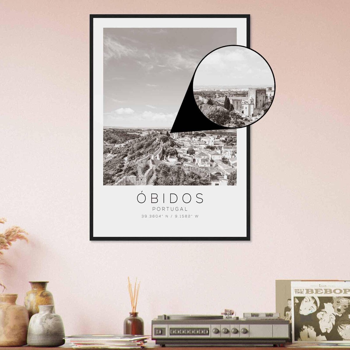 Obidos Portugal Travel Photo Poster Bw Obidos Travel Print Minimalist Travel Poster Print - Image 4
