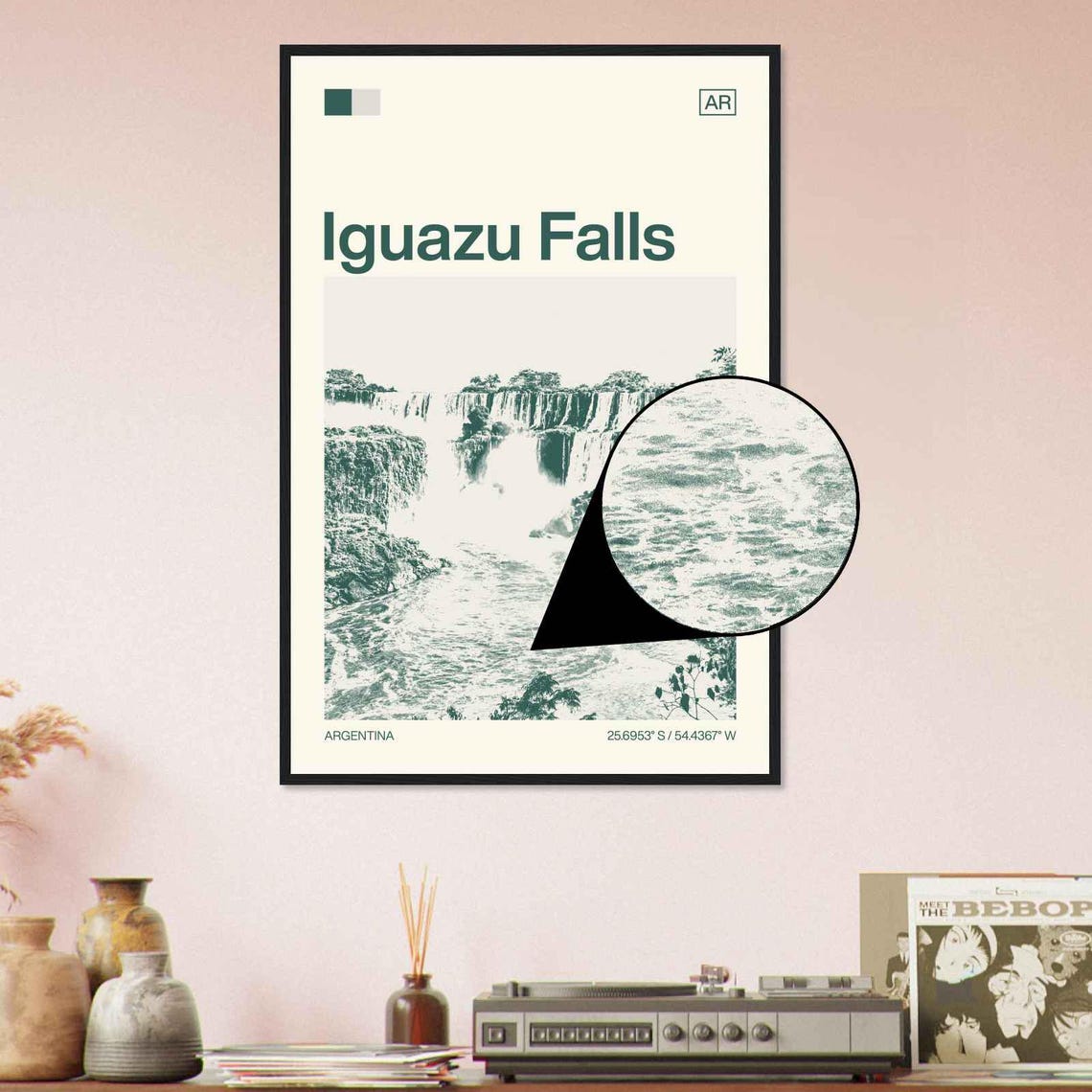 Iguazu Falls Argentina Waterfall Panorama Jungle Duotone Travel Poster - Image 4