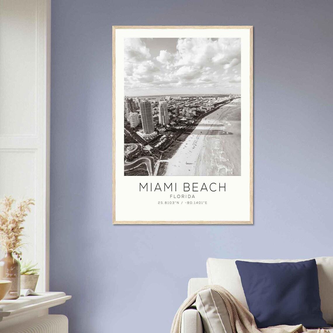 Miami Beach Florida Aerial Beachfront Minimalist Travel Poster - Image 2