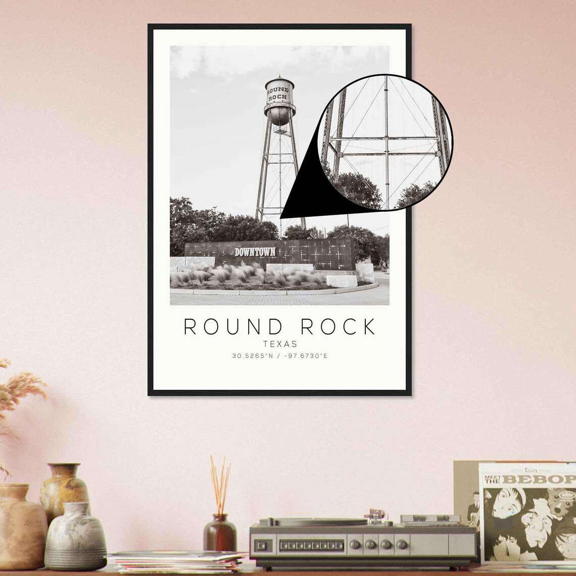 Round Rock Texas Travel Poster, Minimalist Photo Print - Image 4