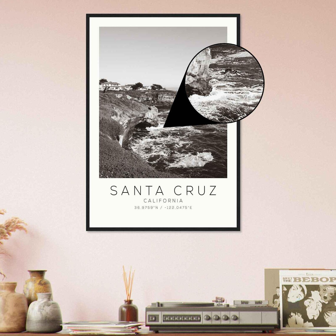 Santa Cruz California Coastal Bluff Homes Minimalist Photo Poster - Image 4