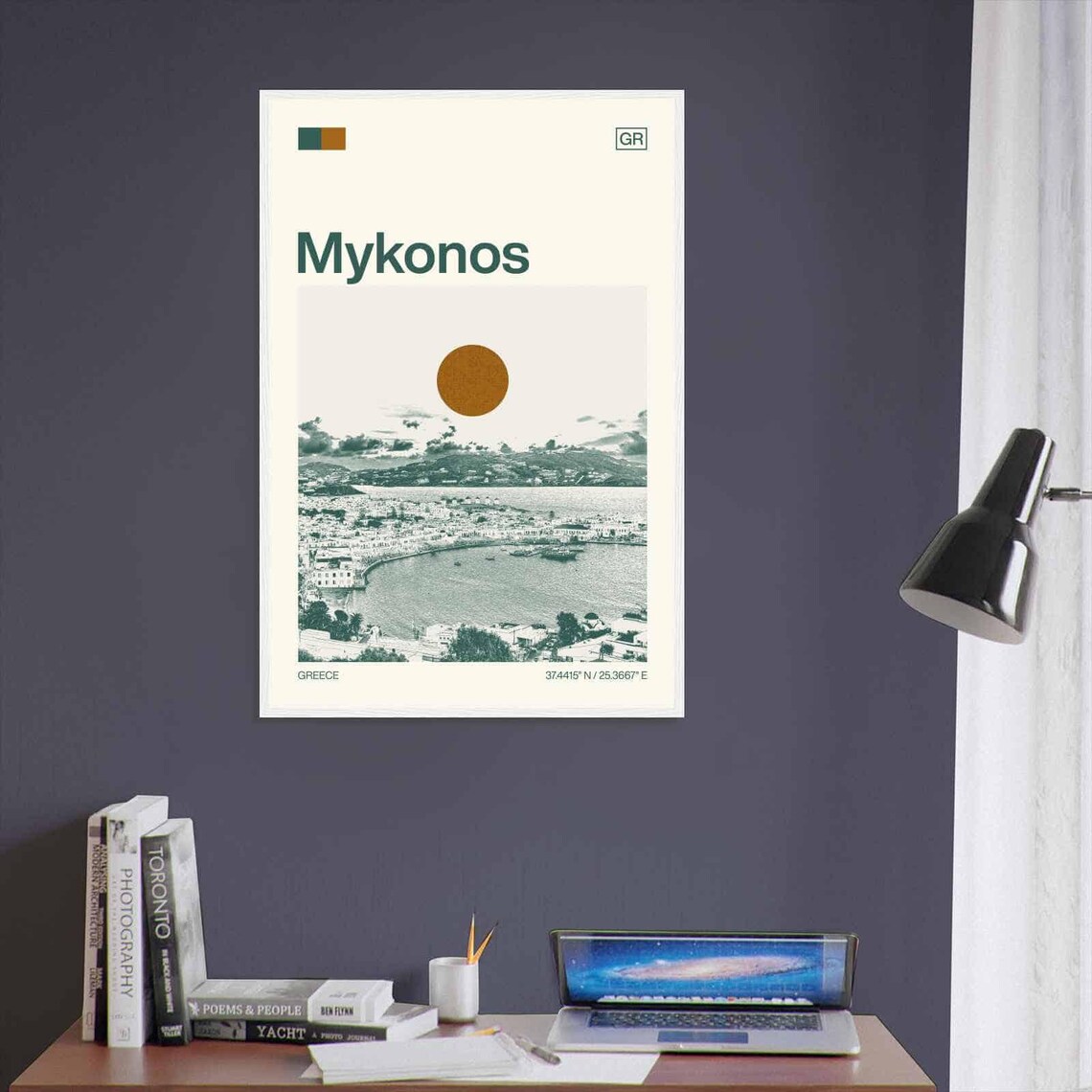 Mykonos Greece Whitewashed Town Harbor Minimalist Travel Poster - Image 3