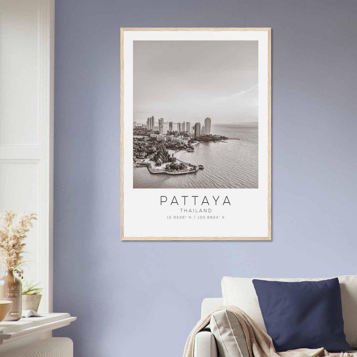 Pattaya Thailand Travel Photo Poster Bw Pattaya Travel Print Minimalist Travel Poster Print - Image 2