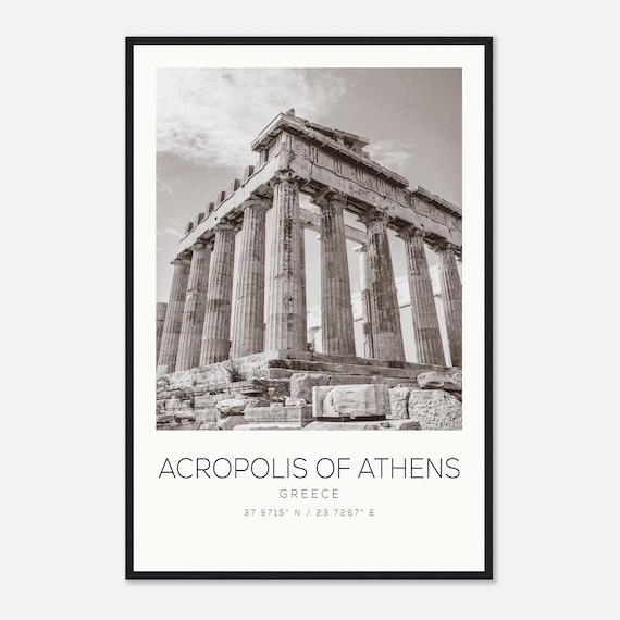 Acropolis Of Athens Greece Travel Photo Poster Bw Print Minimalist