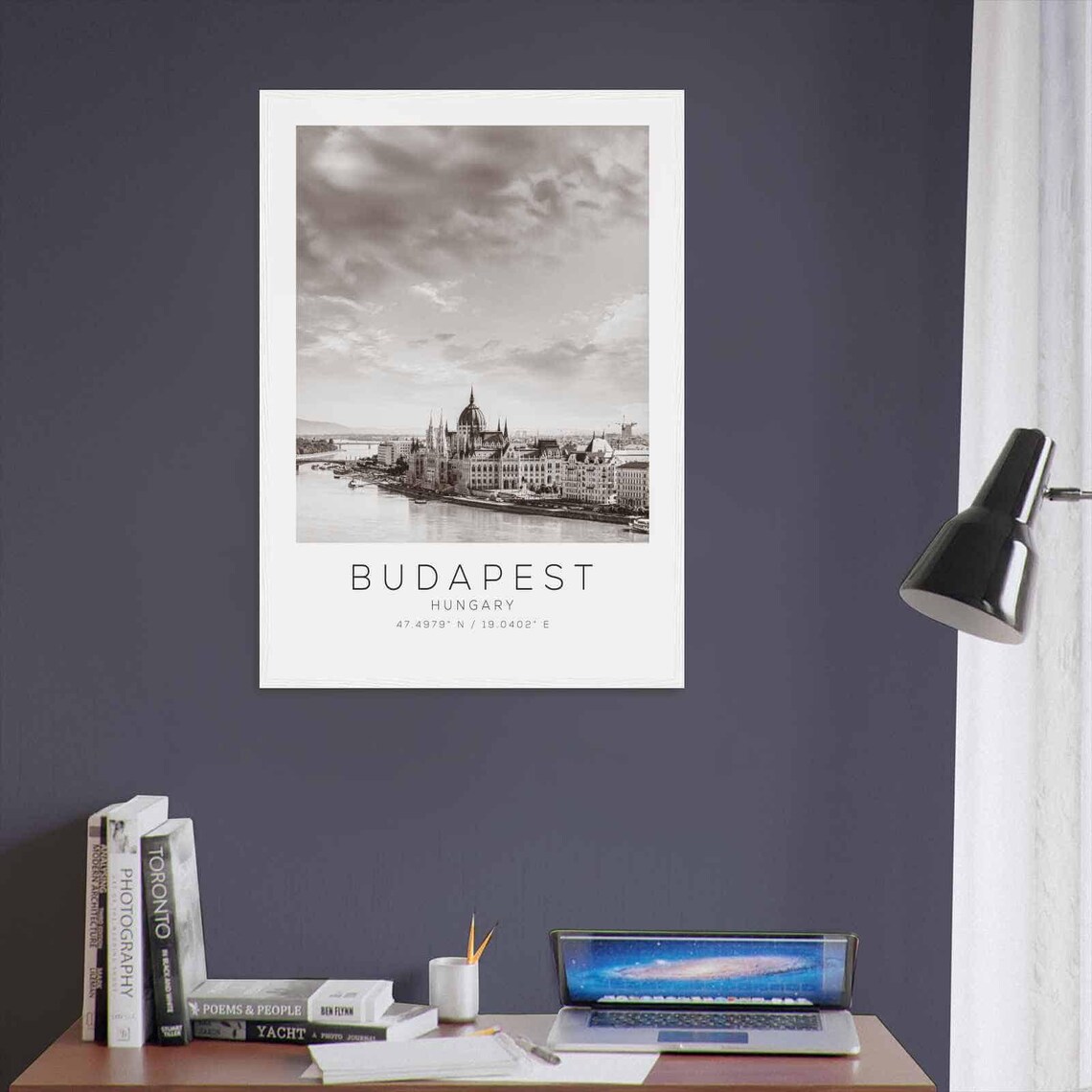 Budapest Hungary Parliament Building Danube Black White Photo Poster - Image 3
