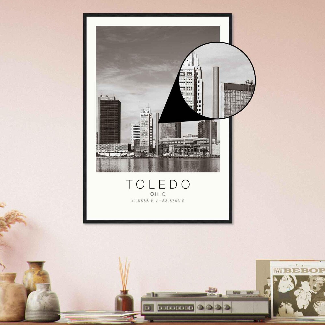 Toledo Ohio Downtown Skyline River View Minimalist Photo Poster - Image 4