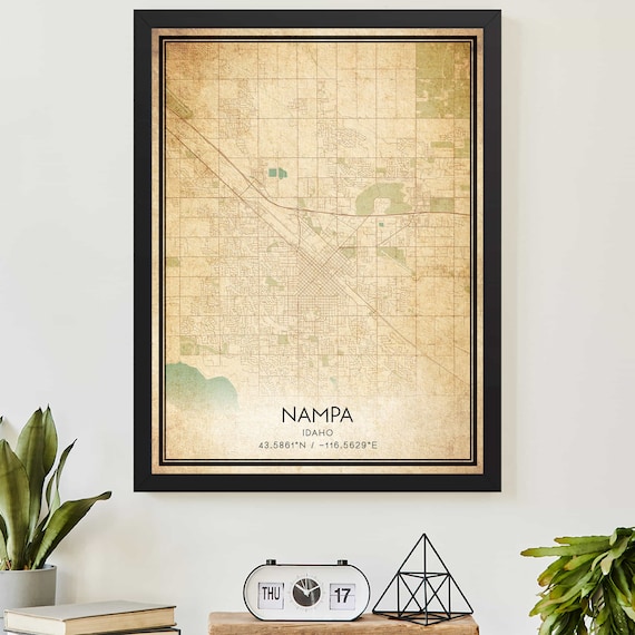 Nampa Idaho Vintage City Map Coordinates Decorative Poster Artwork