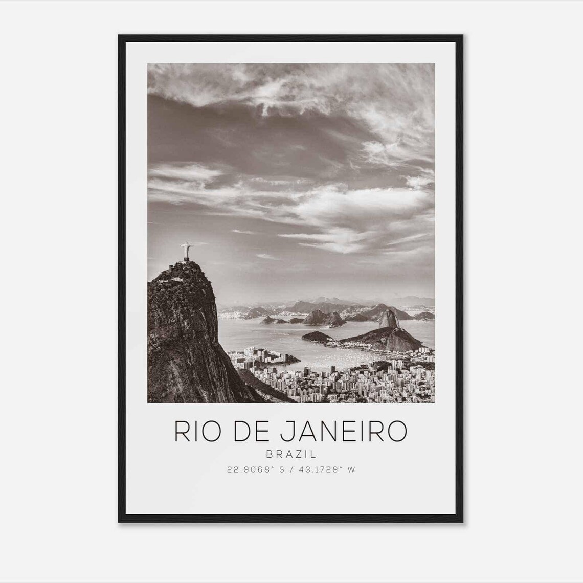 Rio De Janeiro Brazil Travel Photo Poster Bw Rio De Janeiro Travel Print Minimalist Travel Poster Print
