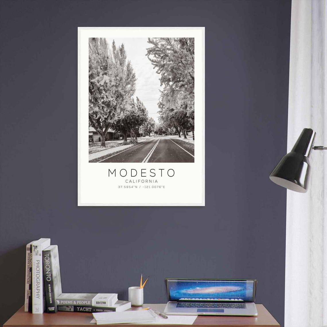 Modesto California Tree Lined Street Minimalist Travel Poster - Image 3