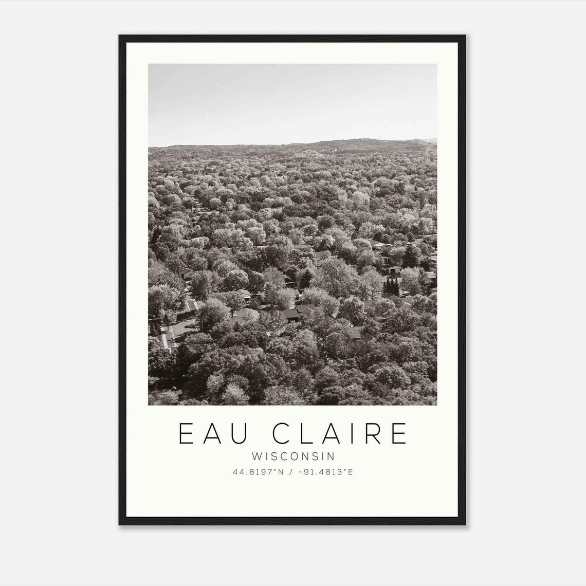 Eau Claire Wisconsin Tree Canopy Neighborhood Aerial Photo Poster