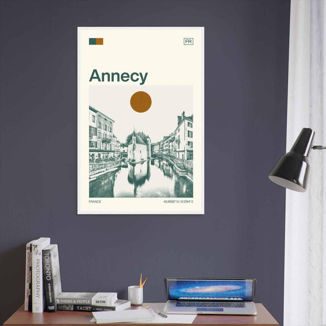 Annecy France Minimalist Travel Poster, Monochrome - Image 3