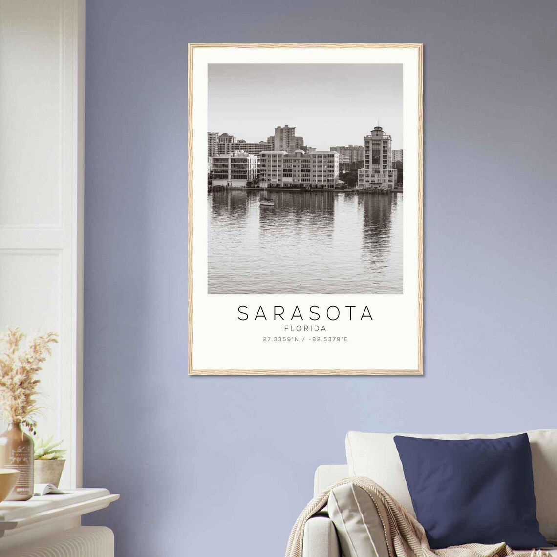 Sarasota Florida Bayfront Condos Sailboat Minimalist Photo Poster - Image 2