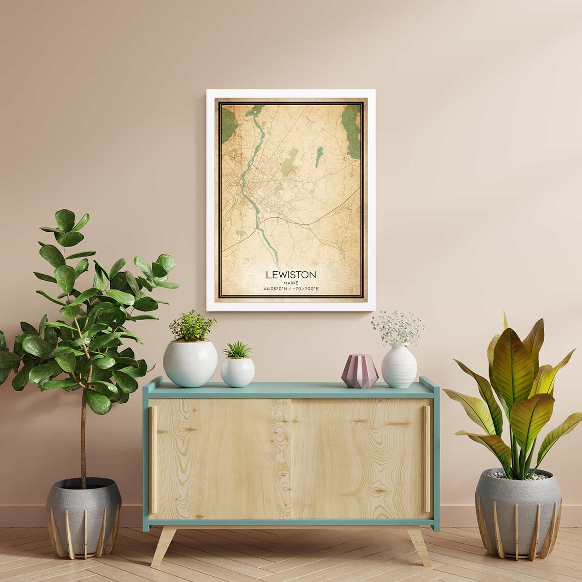 Lewiston Maine Vintage Map Poster, Custom Map Art - Image 2